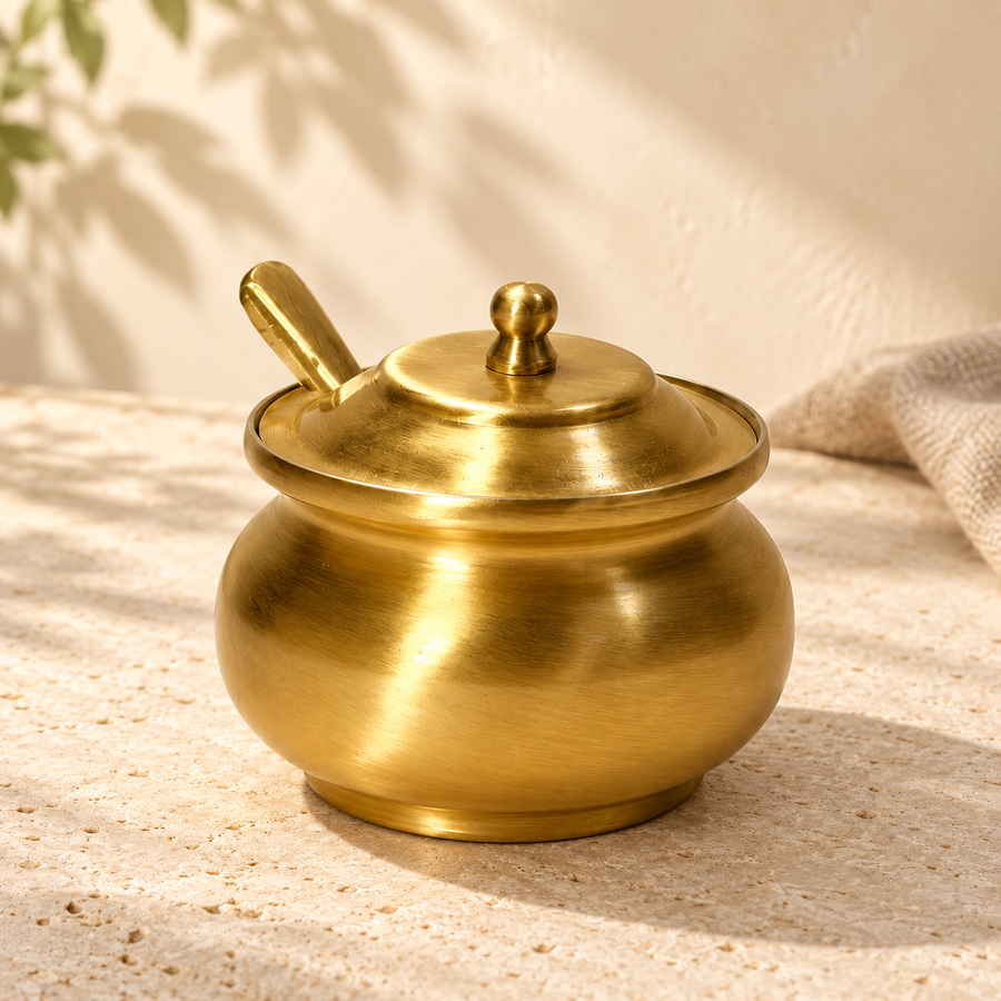 Brass Matki Ghee Pot with Ladle