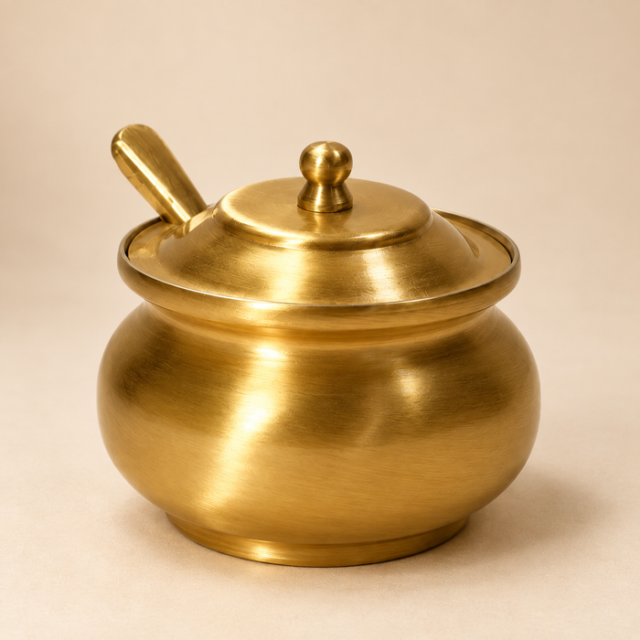 Brass Matki Ghee Pot with Ladle