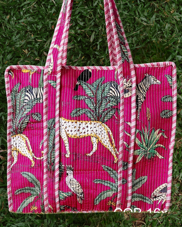 Hand Block Printed Cotton Tote Bag | Reusable Shopping Bag