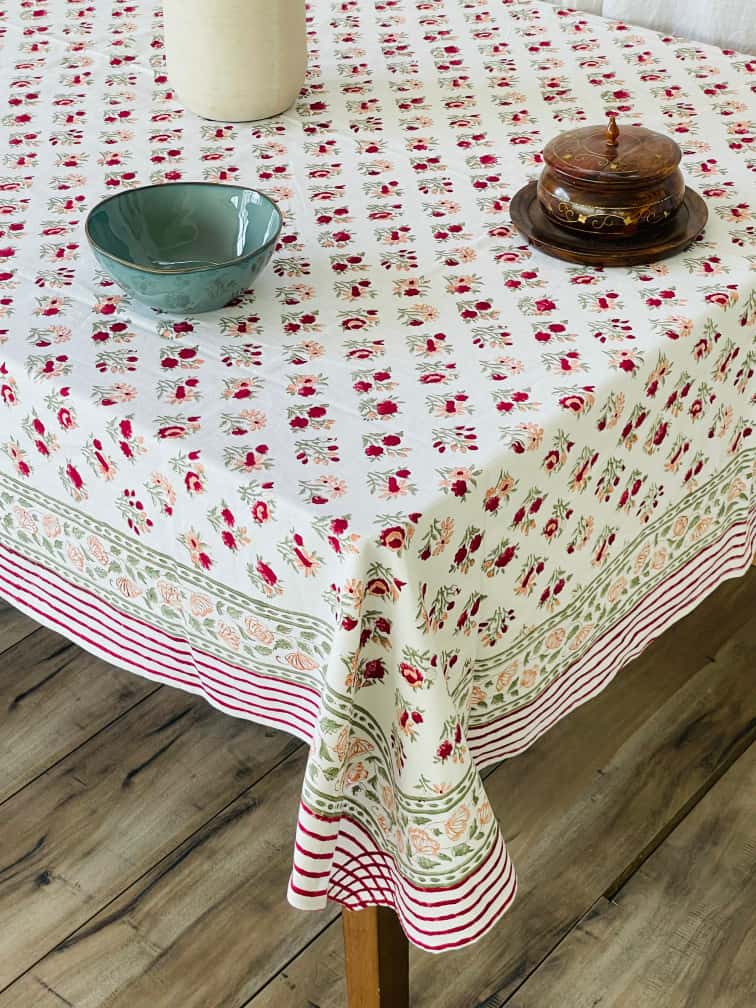 Kusum Block Printed Rectangle Table Cloth – 6 Seater