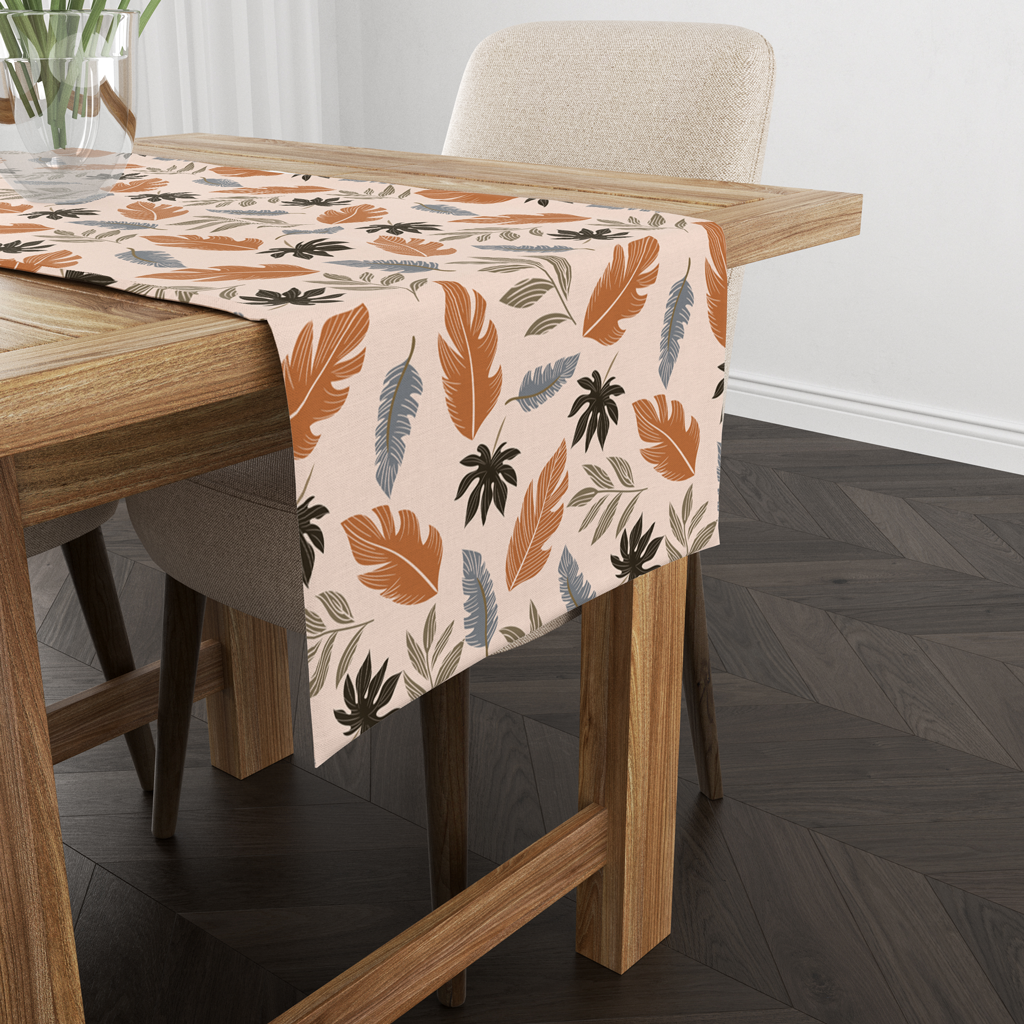 Tropical Leaves(Orange)| Table Runner/ Table Linen| Kitchen Linen| Premium Quality image 2