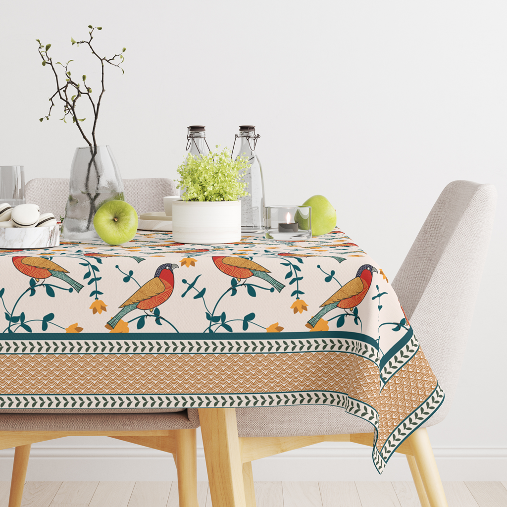 Bird's Land| Premium Quality | Table Cloth | Dining Table Cloth image 0