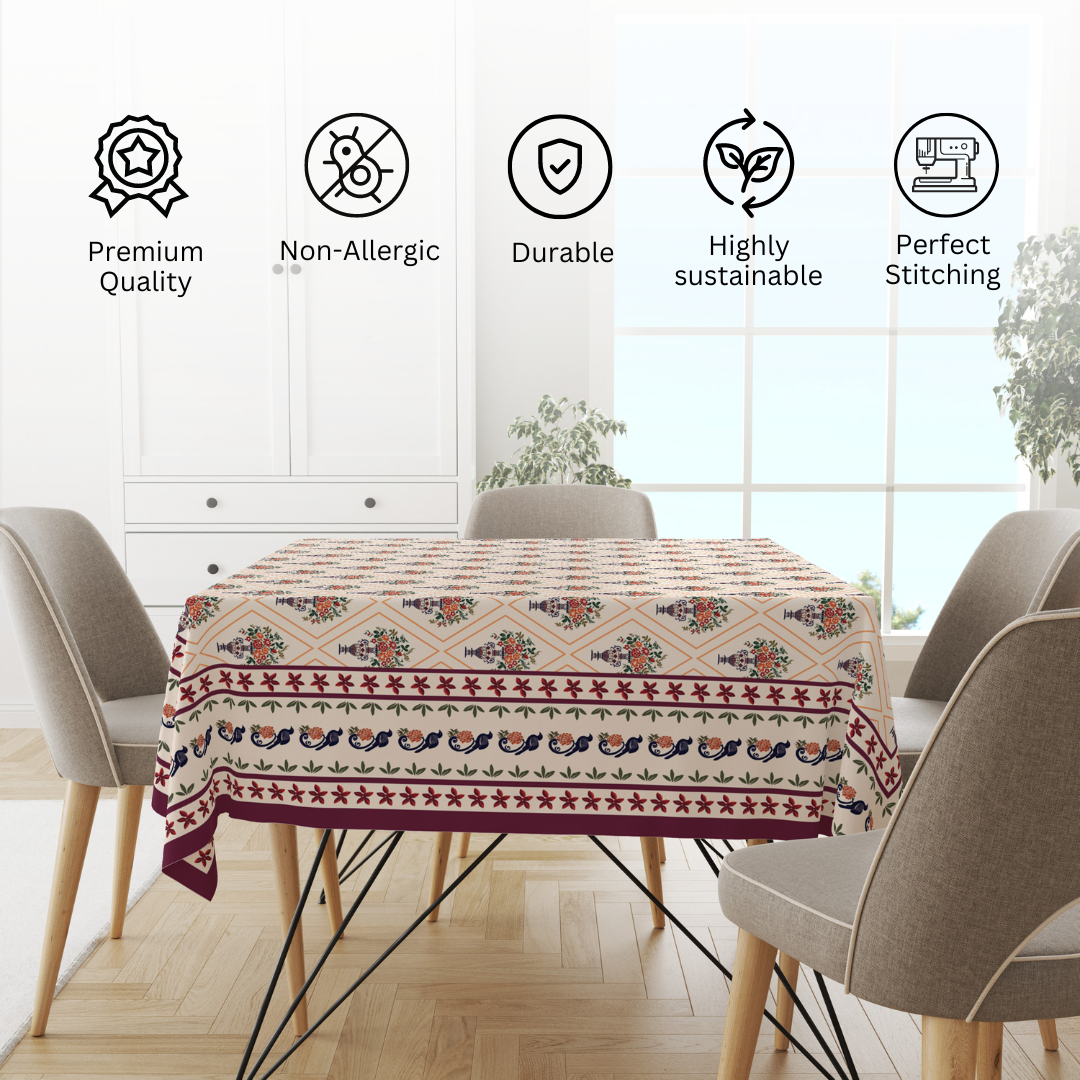 Maroon Block | Premium Quality | Table Cloth | Dining Table Cloth image 4