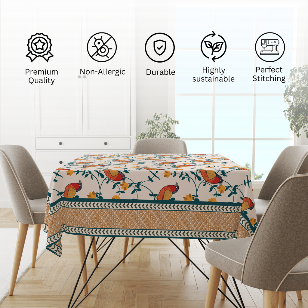 Bird's Land| Premium Quality | Table Cloth | Dining Table Cloth image 8