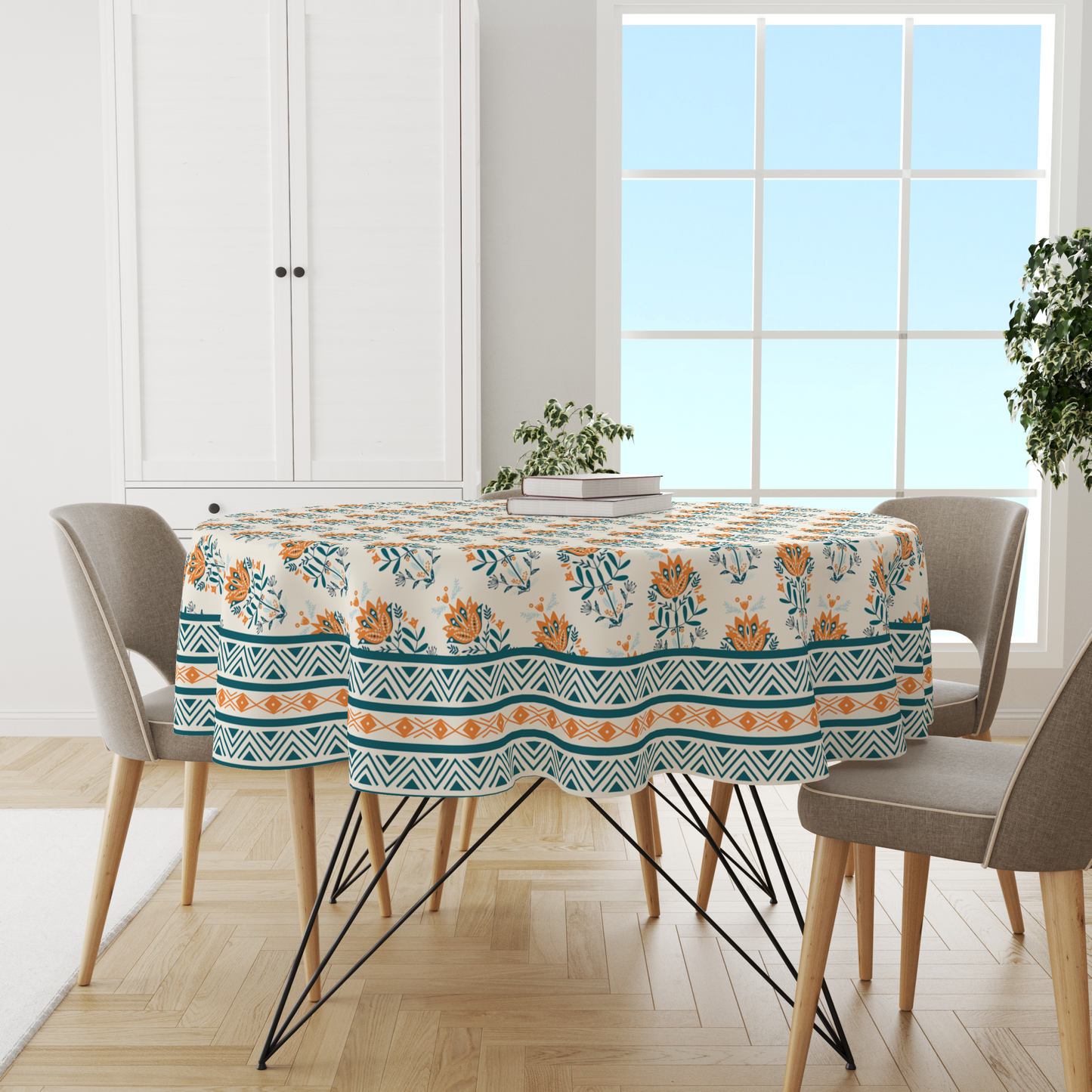 Blue Block| Premium Quality | Table Cloth/ Table Linen | Kitchen Linen image 2