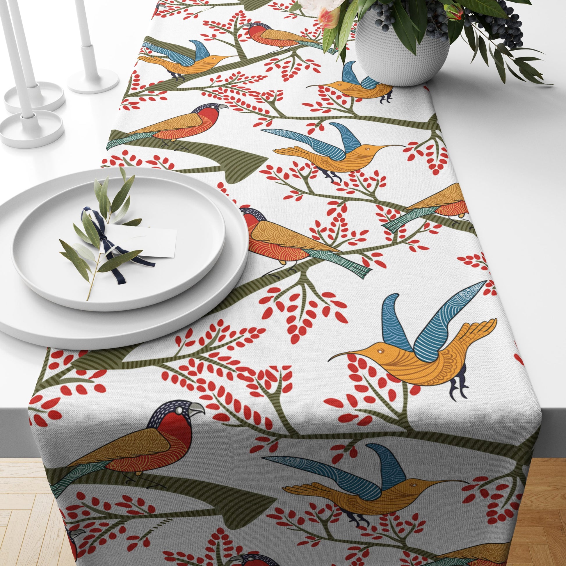Bird Of Paradise| Table Linen/ Kitchen Linen| Table Runner| Premium Quality image 0