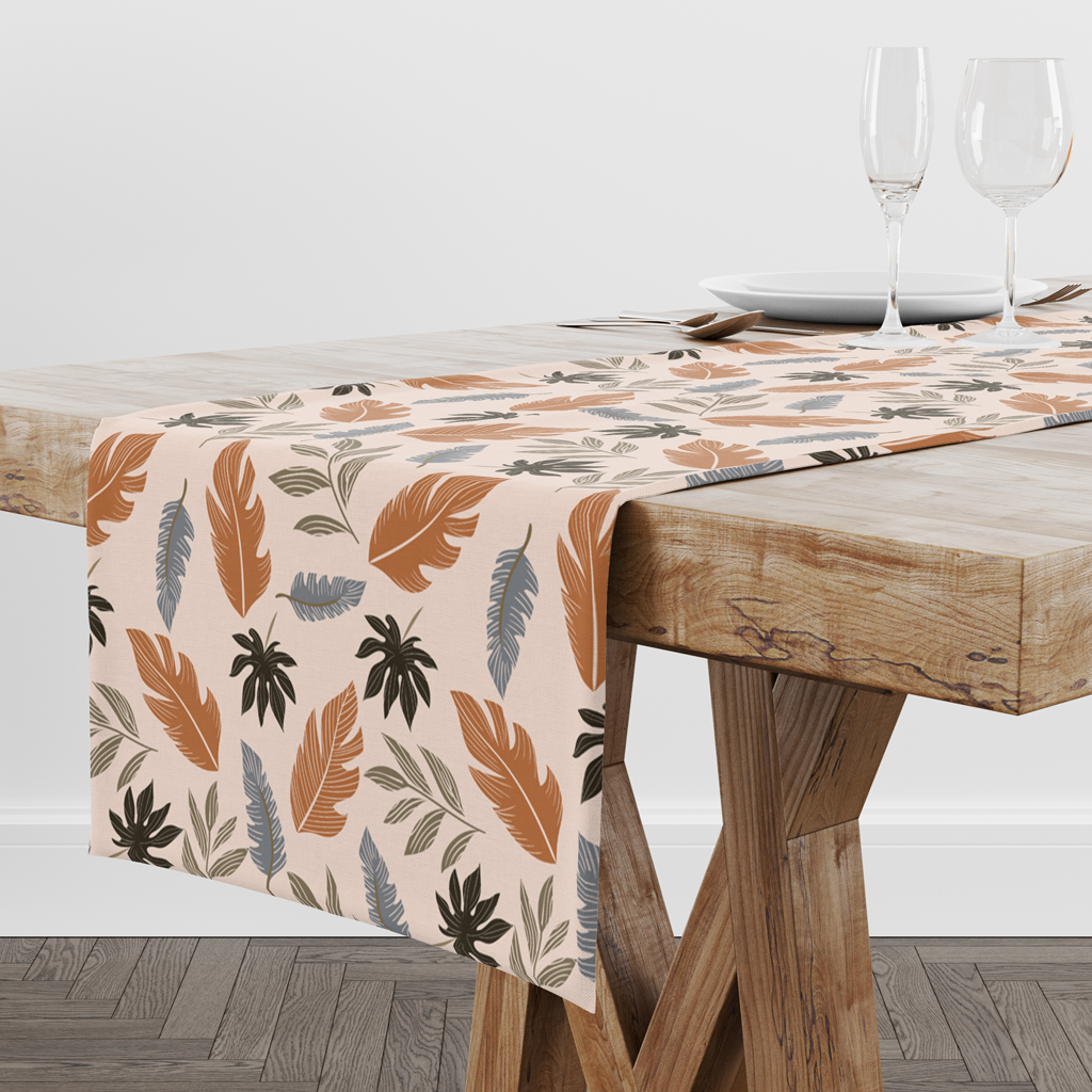 Tropical Leaves(Orange)| Table Runner/ Table Linen| Kitchen Linen| Premium Quality image 3