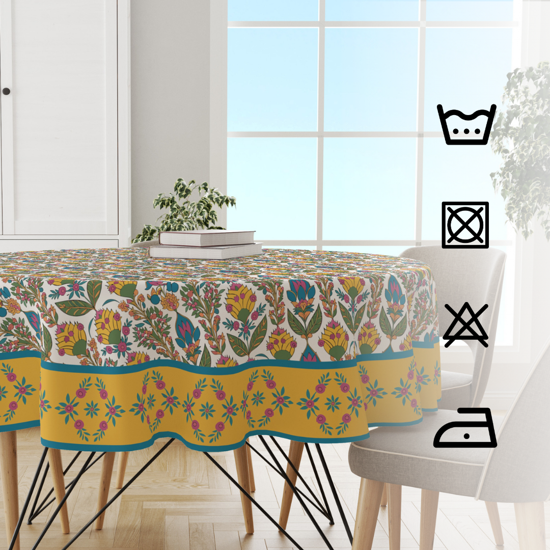 Yellow White | Premium Quality | Table Cloth/ Table Linen | Kitchen Linen image 2