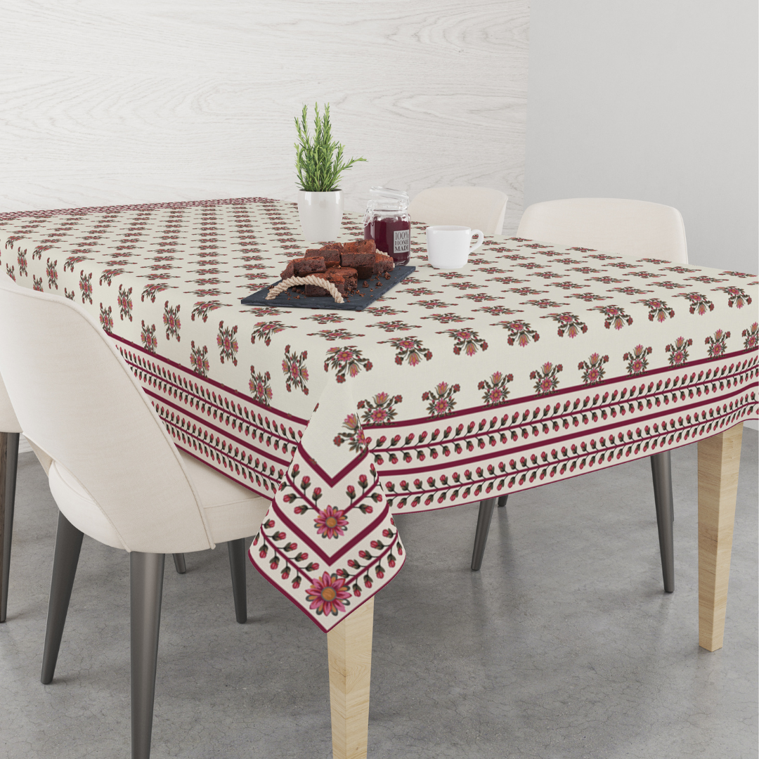 Maroon Block| Premium Quality | Table Cloth | Dining Table Cloth image 1