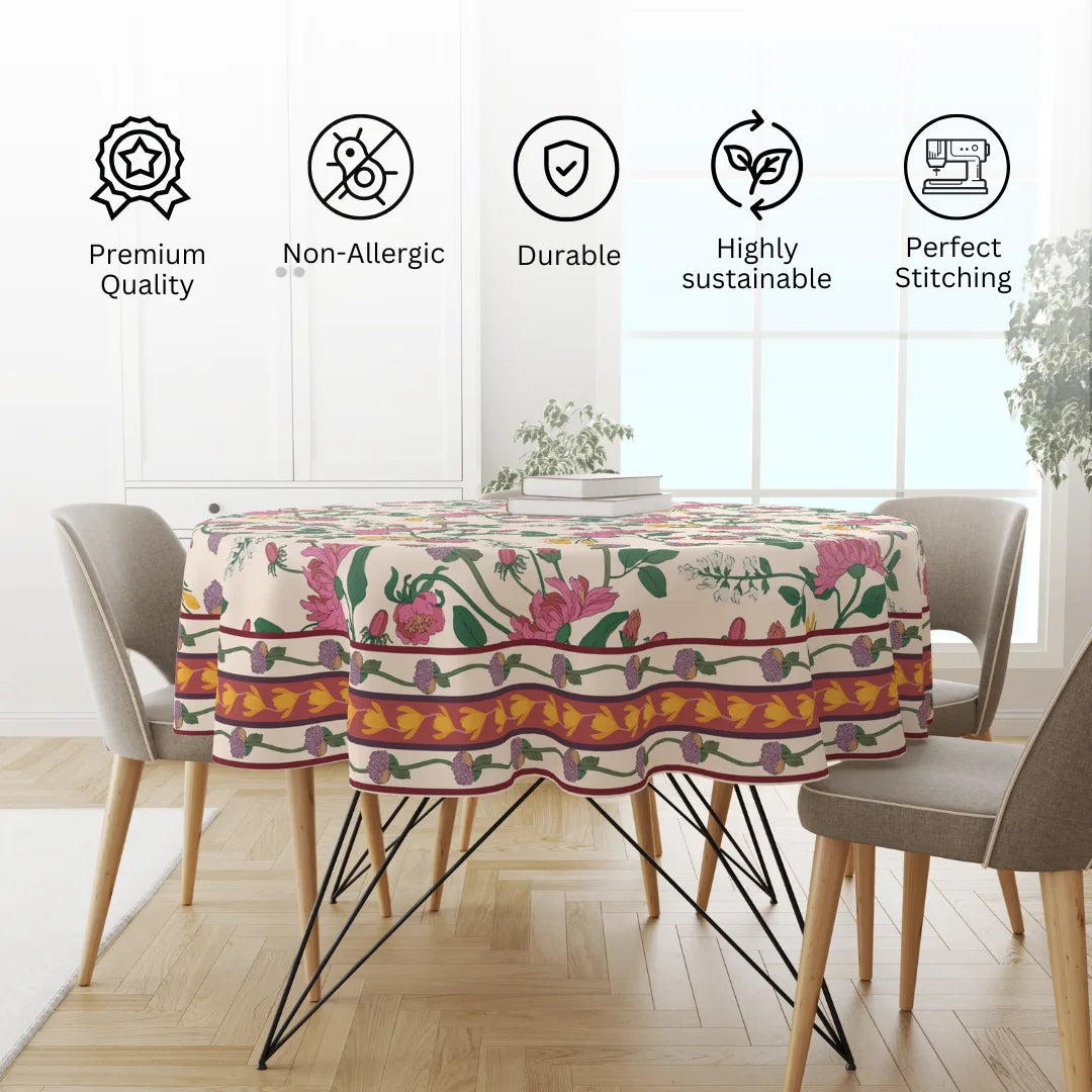Pink Floral | Premium Quality | Table Cloth/ Table Linen | Kitchen Linen image 3