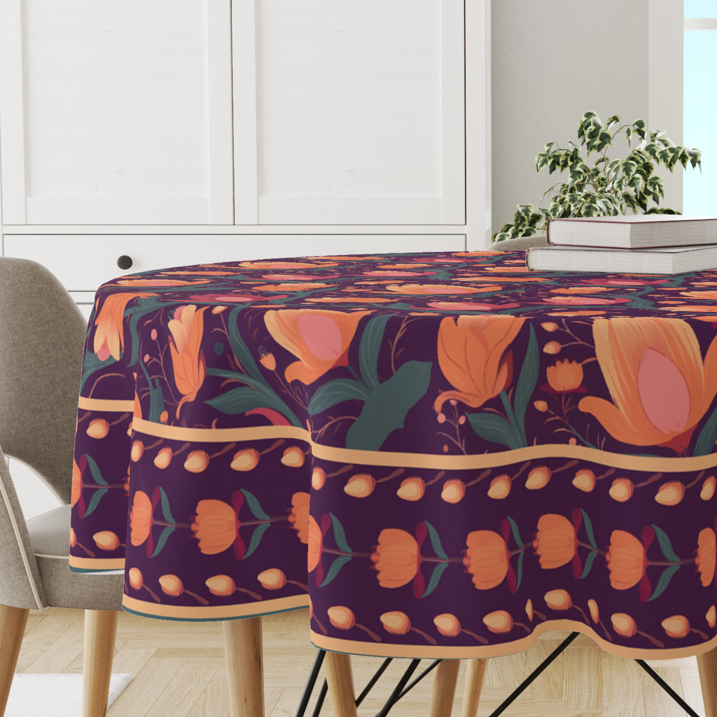 Budding Lotus | Premium Quality | Table Cloth/ Table Linen | Kitchen Linen image 0