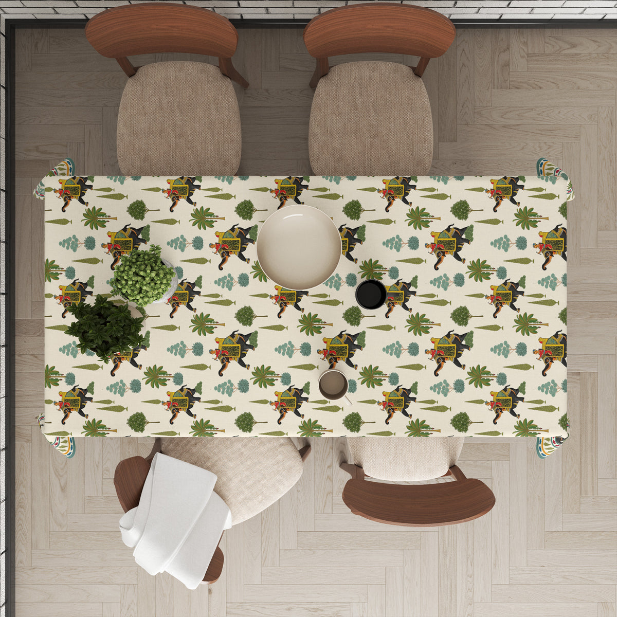 Royal Elephant | Premium Quality | Table Cloth | Dining Table Cloth image 3