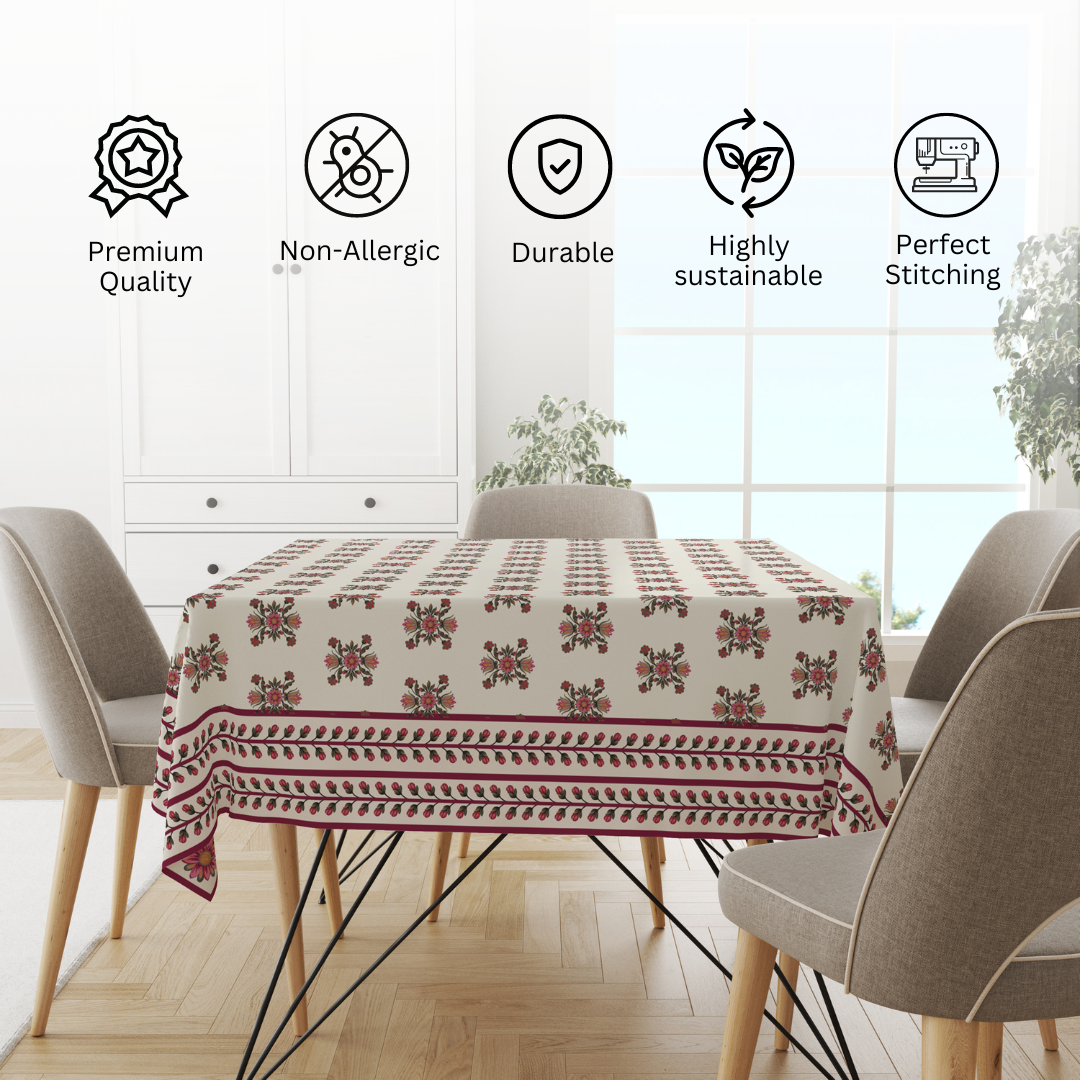 Maroon Block| Premium Quality | Table Cloth | Dining Table Cloth image 4