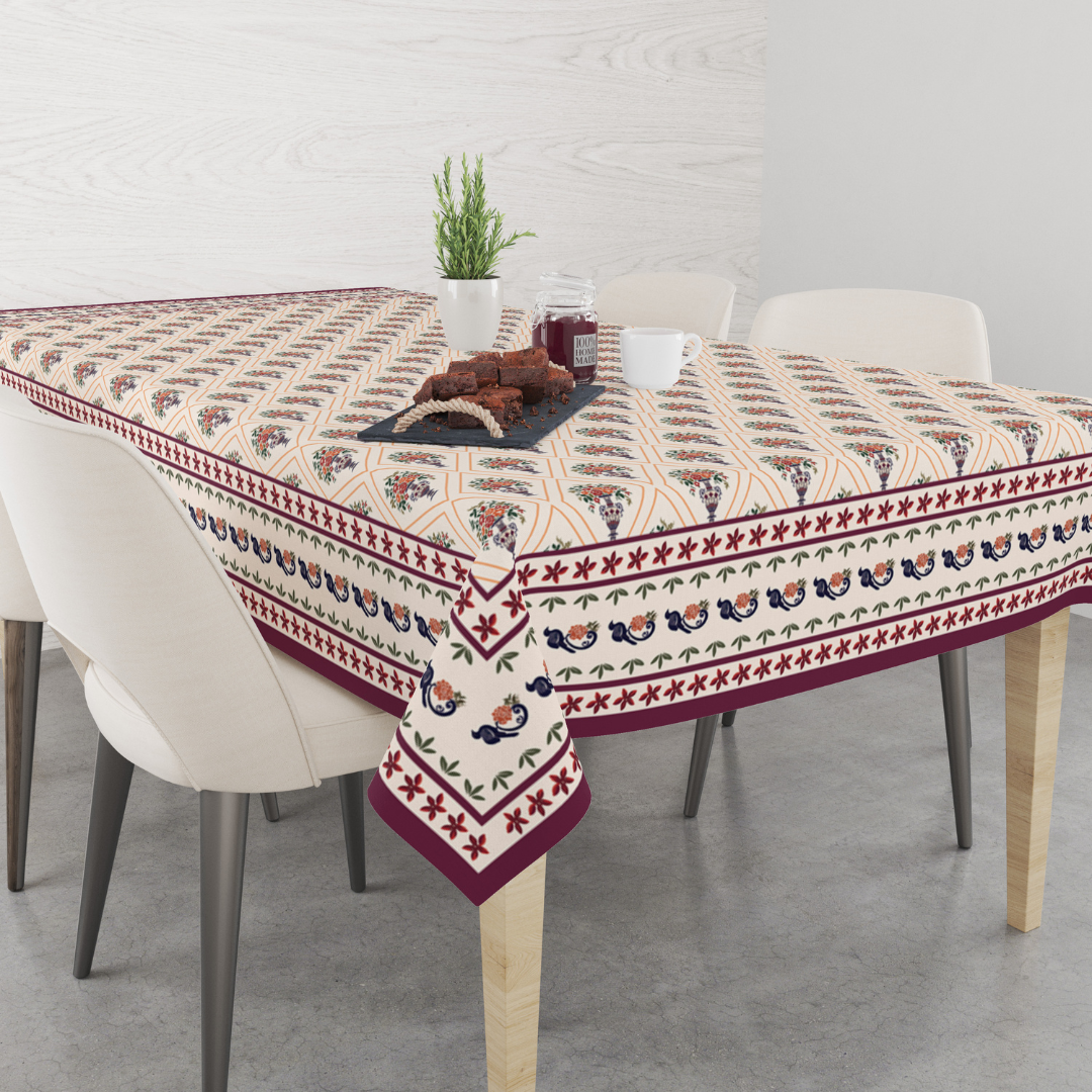 Maroon Block | Premium Quality | Table Cloth | Dining Table Cloth image 3