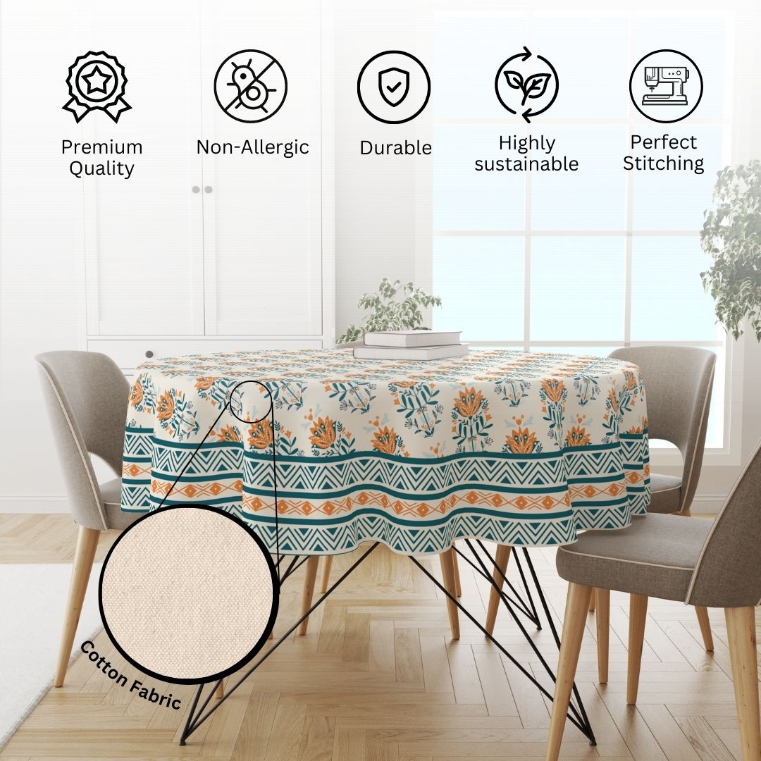 Blue Block| Premium Quality | Table Cloth/ Table Linen | Kitchen Linen image 3
