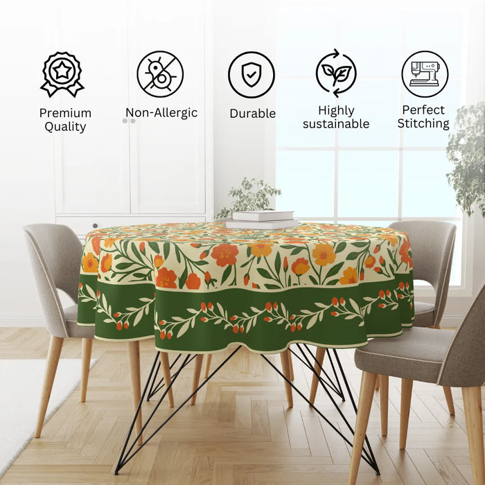 Bright Floral | Premium Quality | Table Cloth/ Table Linen | Kitchen Linen image 4