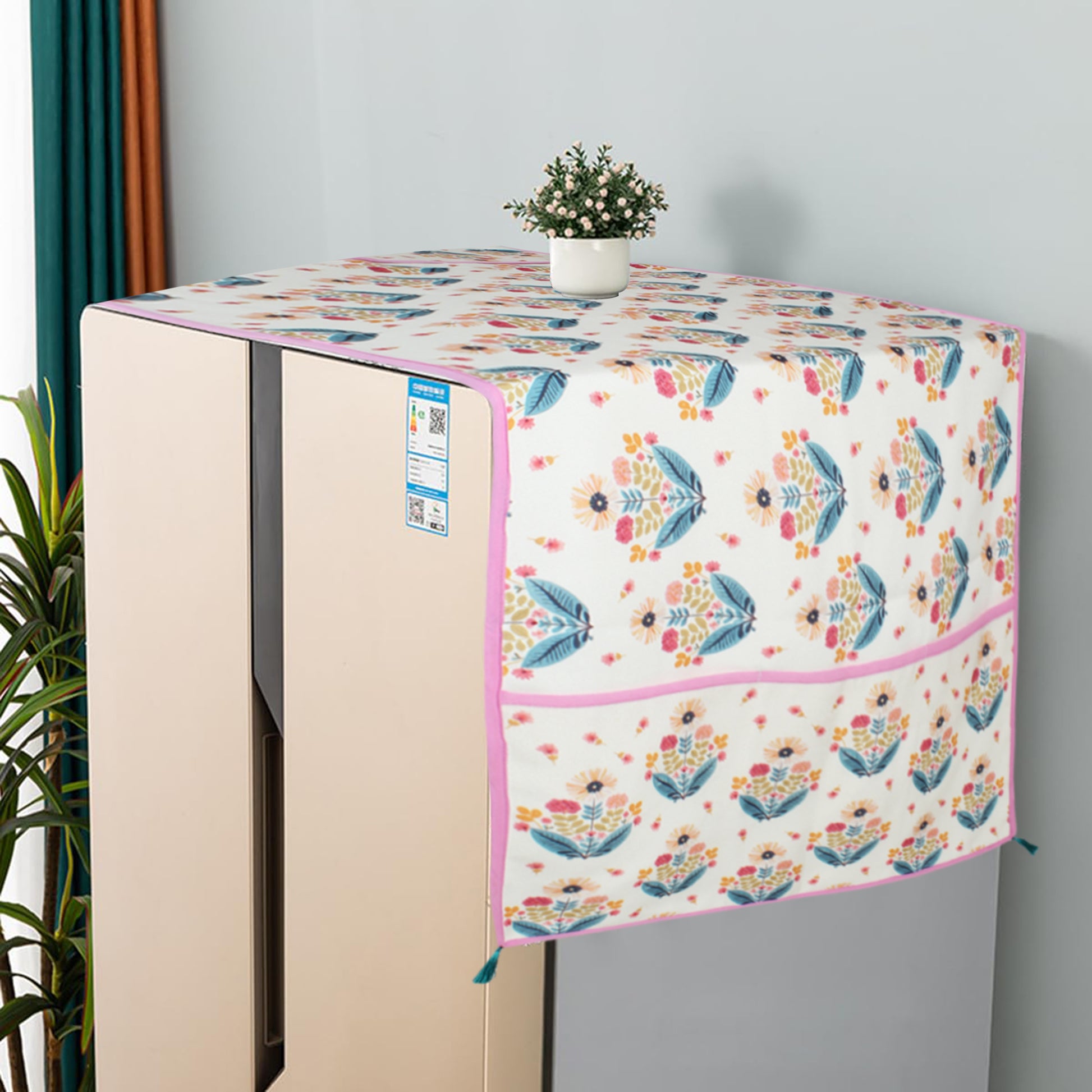 Pink Floral | Premium Quality | Fridge Cover | Fridge Protecter image 8