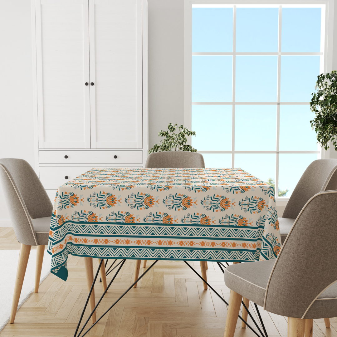 Blue Block | Premium Quality | Table Cloth | Dining Table Cloth image 1