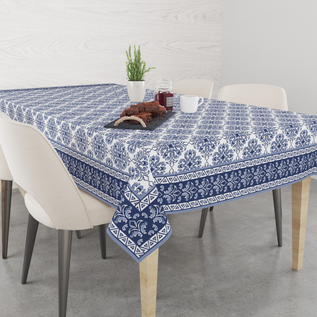 Turkish Blue| Premium Quality | Table Cloth | Dining Table Cloth image 3